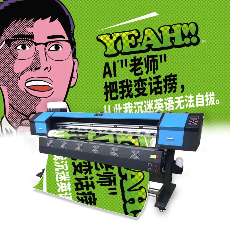 Good machine brand Eco Solvent Printer 1.6m 1.8m 3.2m 6 color eco solvent printer For Indoor Billboard Poster With best quality