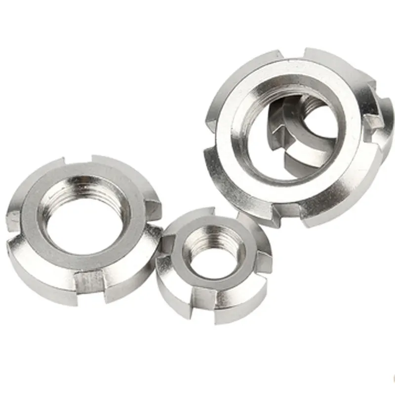 M6 M8 M10 M12 A2-70 A2-80 A4-70 A4-80 Stainless Steel Plain Polished Smooth Slotted Round Nut DIN1804
