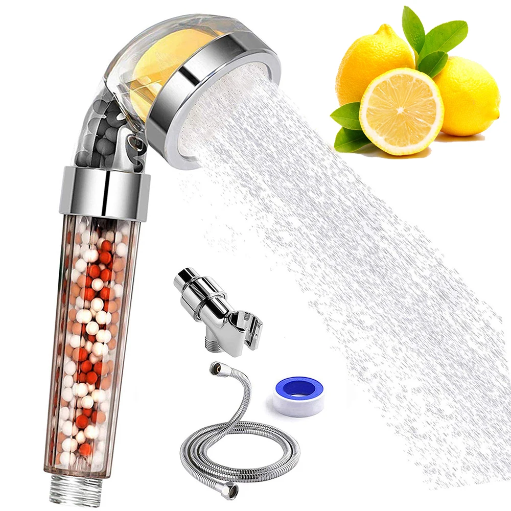 Vitamin C Shower Head Filter Handheld High Pressure Ionic Shower Filters Chlorine Fluoride Removal Hard Water Softener
