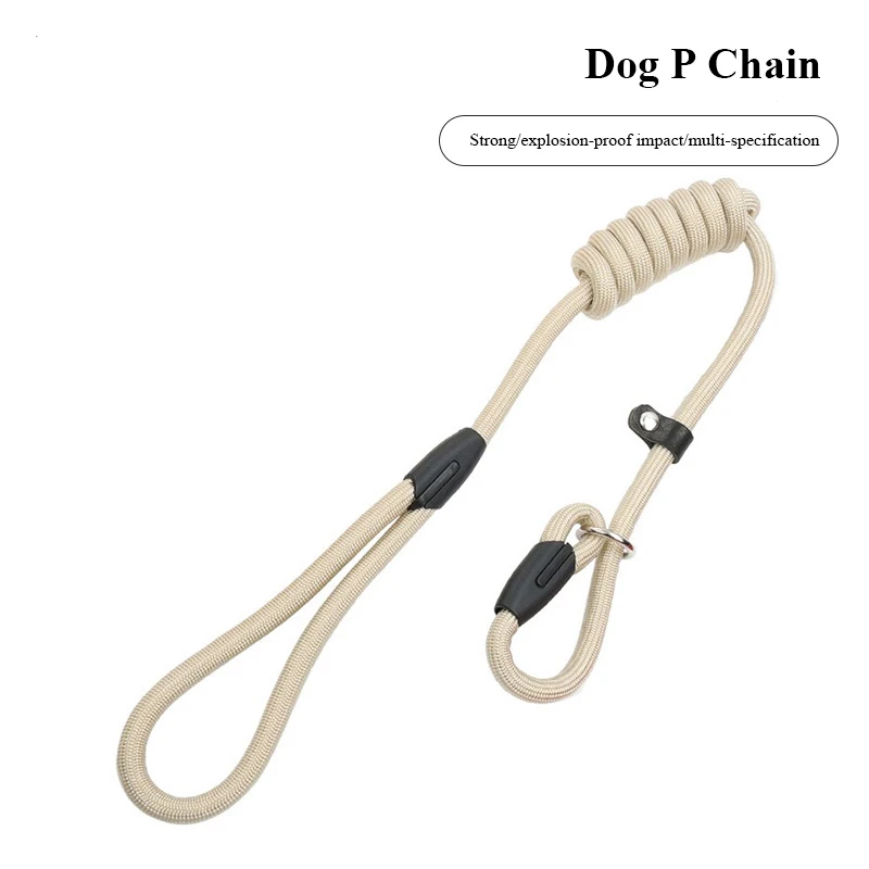 Hot Sale Lightweight Durable Non-slip Dog Leashes Collar Thickened P-Chain Loop Slip Lead Running Nylon Training Traction Rope