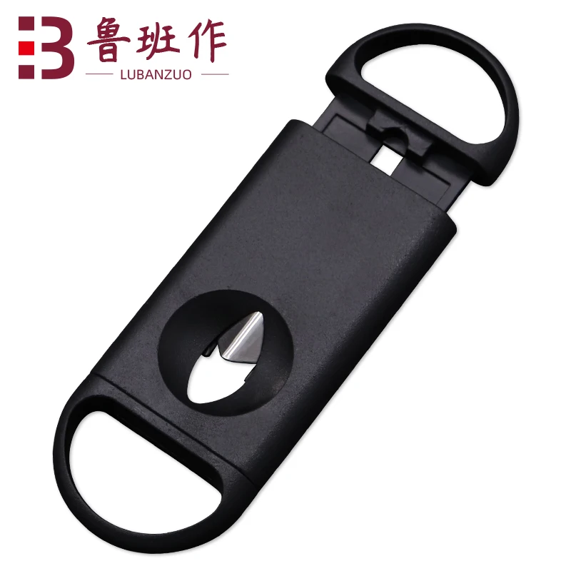 Stainless Steel Metal Custom Round Double Blade Accessories V Cut Scissors Black Cigar Cutter