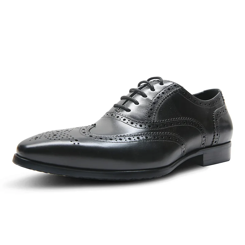 OEM ODM Wholesale men leather dress shoes oxford shoes with brogues wingtip shoes  men