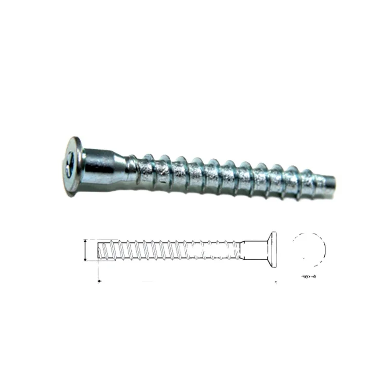 Close-up Screw for Furniture Assembly on the Wooden Table