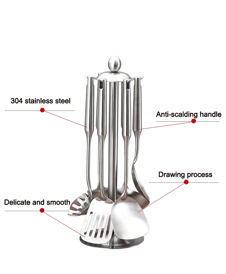 Stainless steel kitchen spatula shovel spoon rice spoon set spoon spatula 6 piece cookware set hot kitchen gadgets