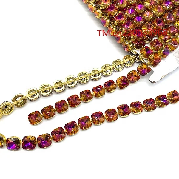 Customized Handmade Luxury Sewing on iridescent Diamond Purple Fuchsia AB Rhinestone Trimming for carnival garment accessories