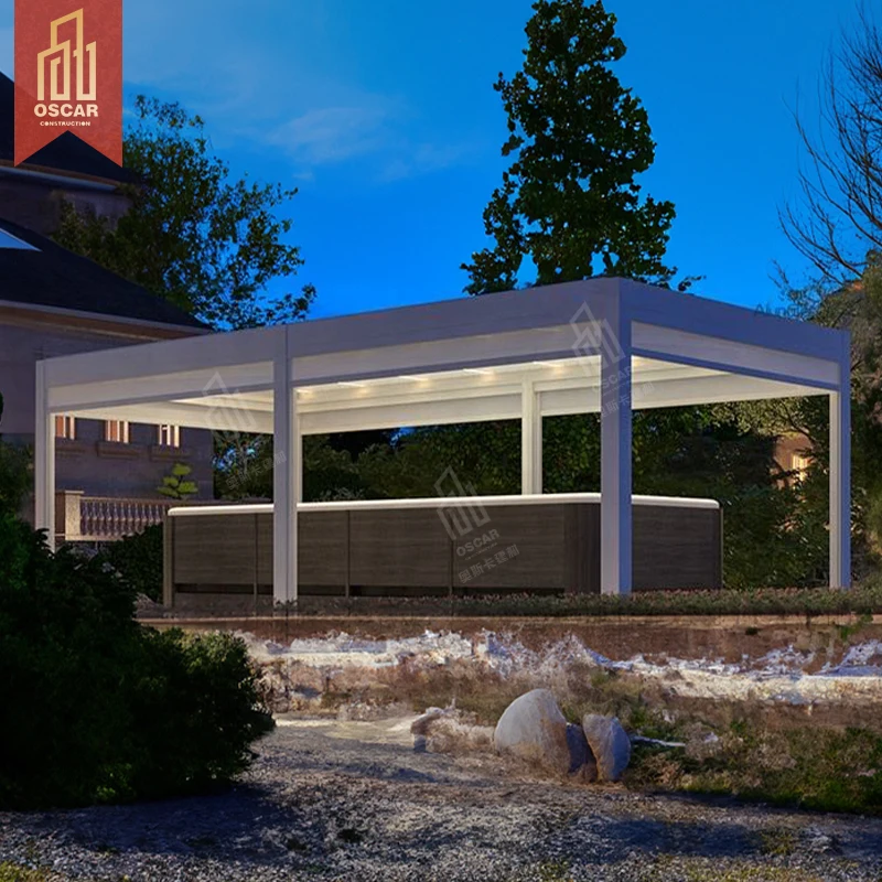 Luxury Aluminium Hardtop Gazebo High Quality Pergola Outdoor Pavilion Gazebos Garden Double Polycarbonate Roof Pavilion