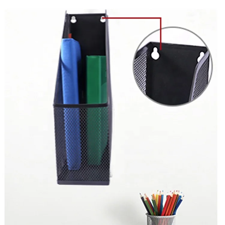 FOSKA Rustic Black and Silver Finish A4 Vertical File Organizer for Storing Office Documents Magazines or Books File Folders