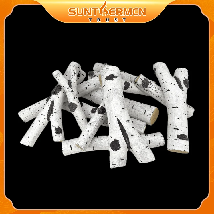 White Birch Wood Best Ceramic Logs for Bioethanol Fires