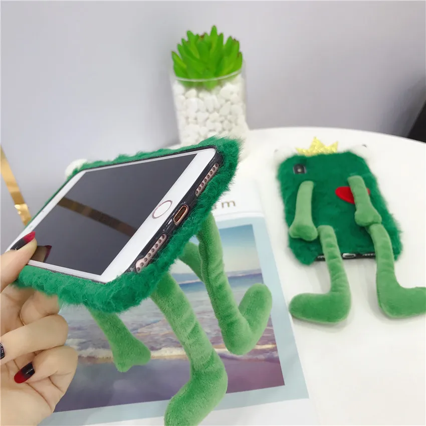 
Most Popular Warm Cute Frog Furry TPU Phone Case Covers For Iphone X 