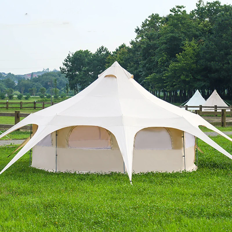 Outdoor Classy Waterproof Large Room Cotton Canvas Bell Family Tent for Glamping