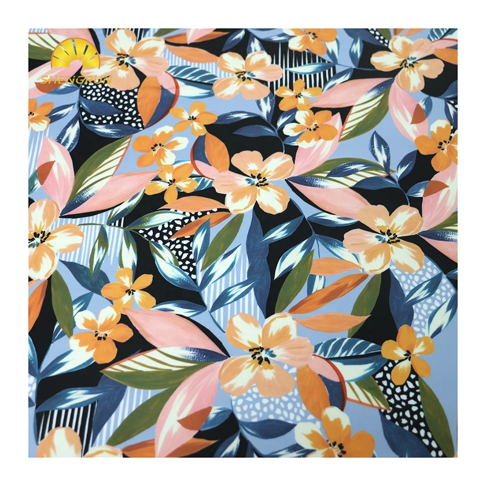 Low Price Wholesale Polyester Breathable Stretch Knitted Digital Floral Printing Milk Silk Fabric