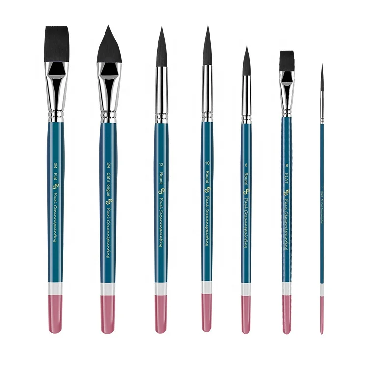 Paul Cezanne Black Nylon Watercolor Paint Brush Set For Watercolor Acrylic Gouache