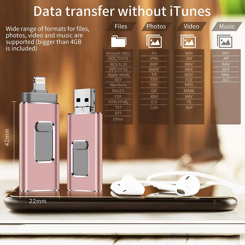 4 in 1 OTG USB Flash Drive 32 64G 128G 256G Memory Stick Type C Pen Drive For X 12/13 8 7 Plus usb 3.0