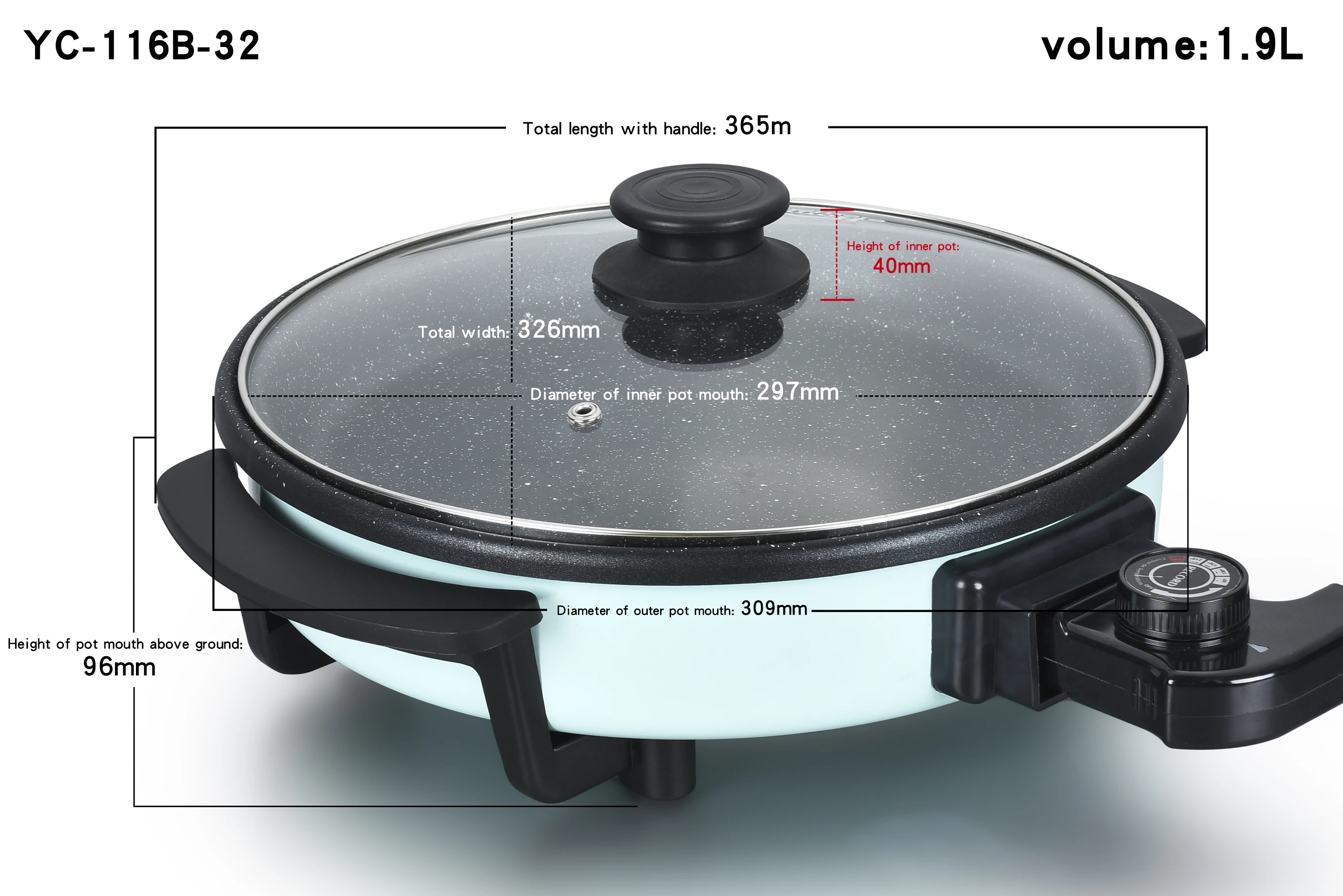 32 CM Deep 4CM Non Stick Coating Aluminum Pizza Pan Electric Frying Pan  Pots Electric Skillet