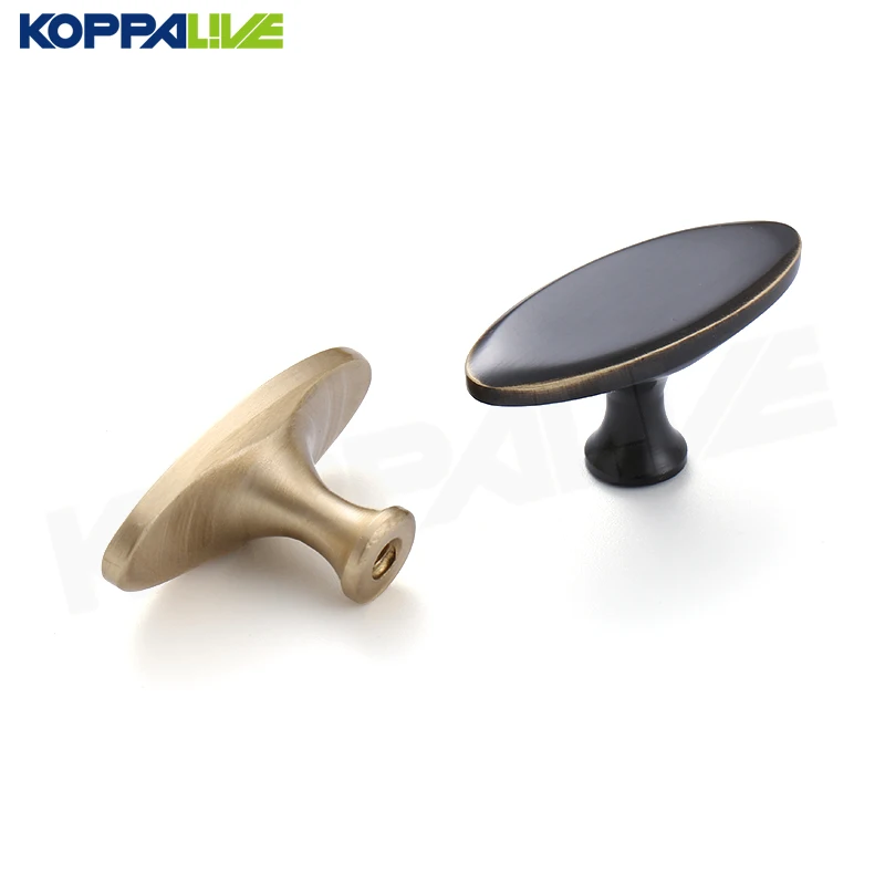 Koppalive brushed brass kitchen cabinet handles knobs manufacturer black golden oval copper cupboard knobs for furniture drawer