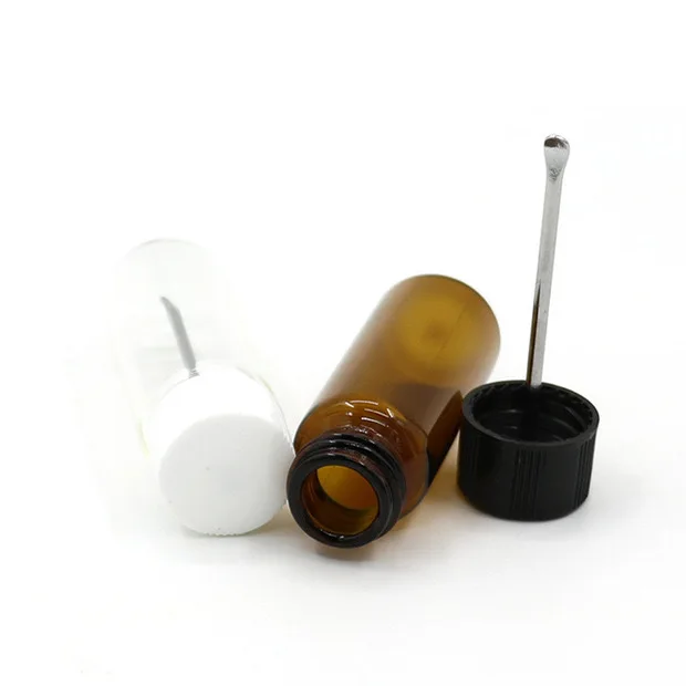 15ml Small Glass Bottles with Snuff Spoons Hard Vials Set for Spice, Powder, Oils, Reagents, Pills, Pocket Size Portable Design
