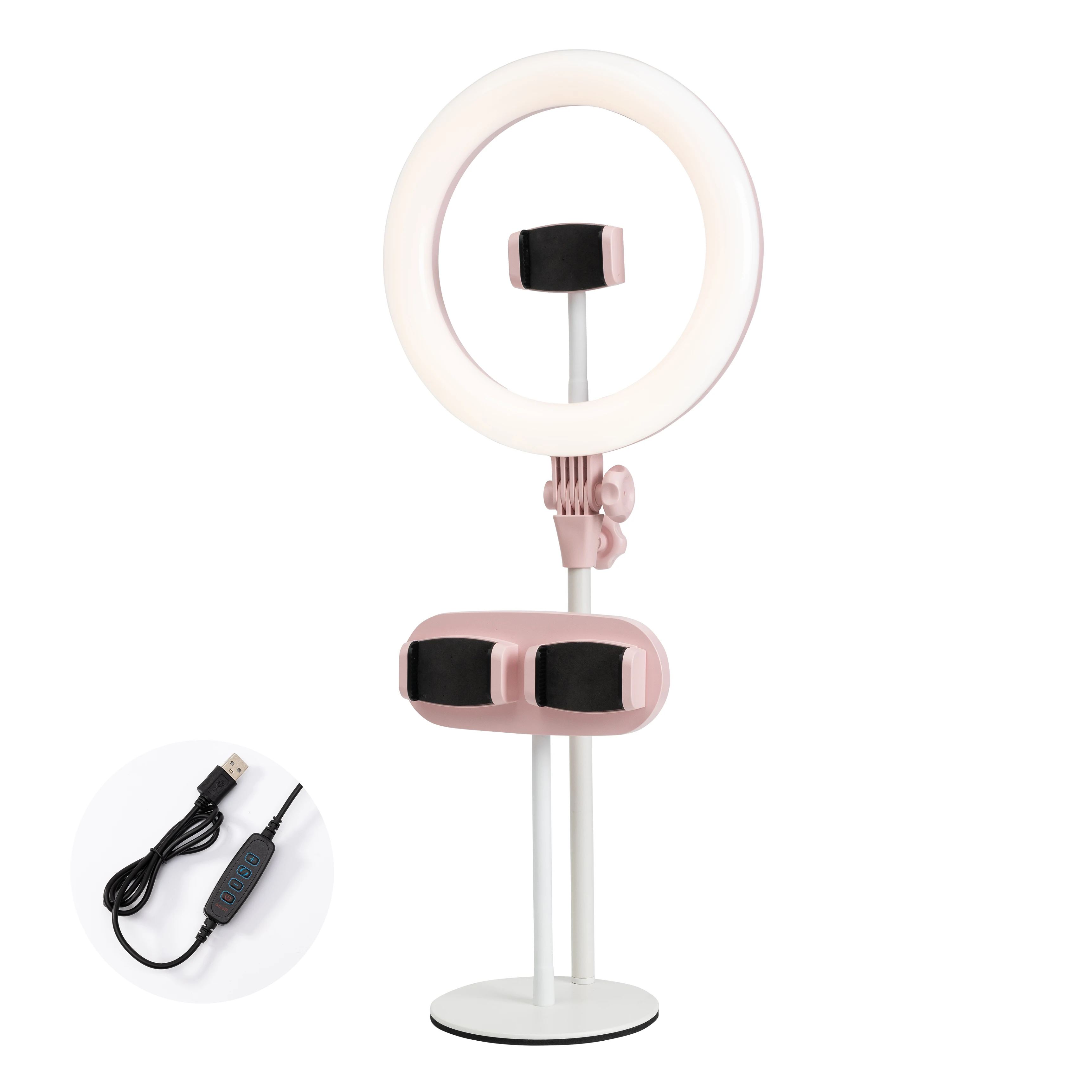 Table top dimmable 10 Inch with 3 mobilo phone stand LED Ring Light For Live Broadcast fill light
