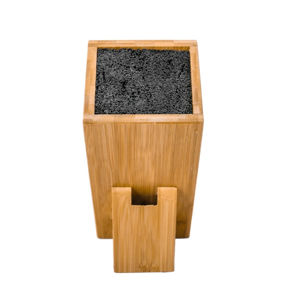 Knife Holder Natural Bamboo Wood Multifunctional Hollow PP Plastic Core Insert Smooth Kitchen Knife Tool Stand Storage Rack
