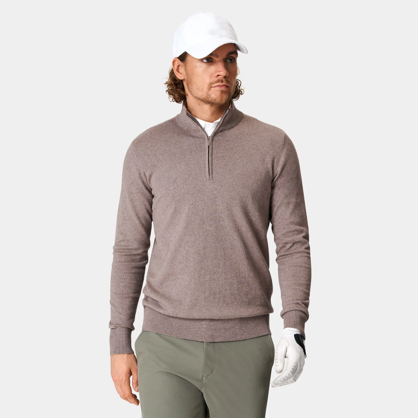 Custom new winter sportswear tops men half zip design quality polyester sports smooth quarter zip sweater golf pullover