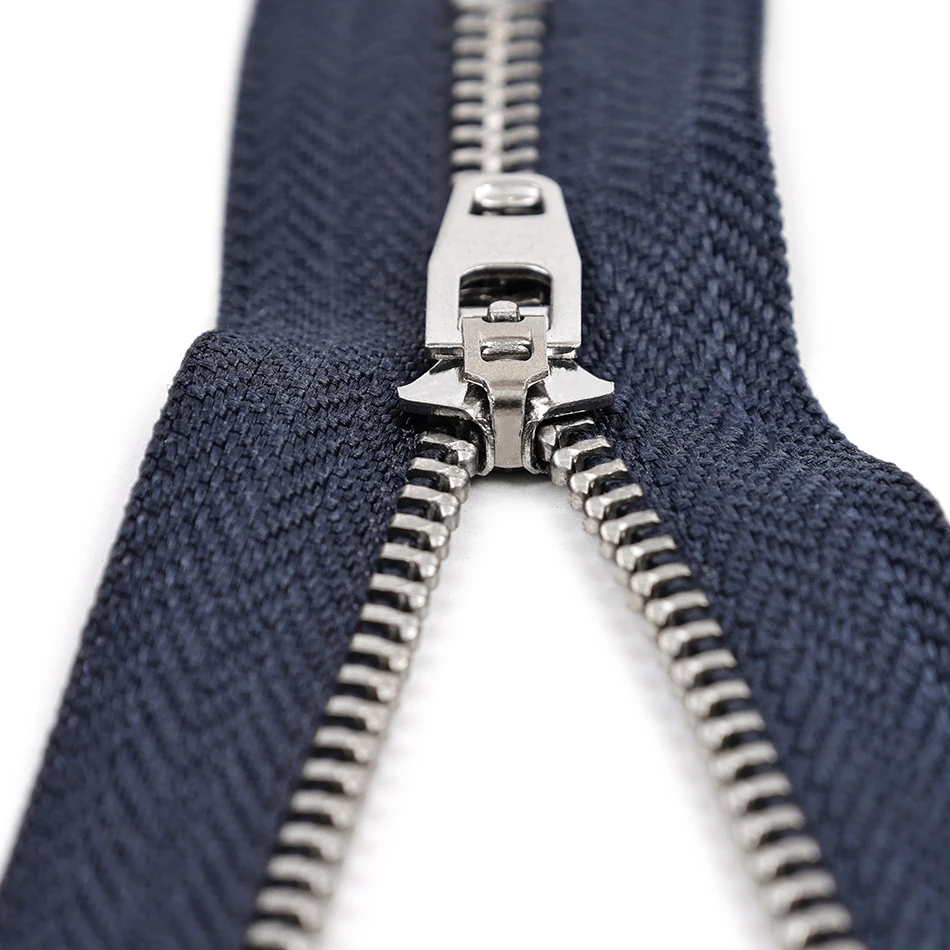 Zipper Manufacturer Direct Sale 3# 4# 5# Stainless Steel Metal Zipper for Denim Jeans Non Magnetic Custom SS Jeans Metal Zipper