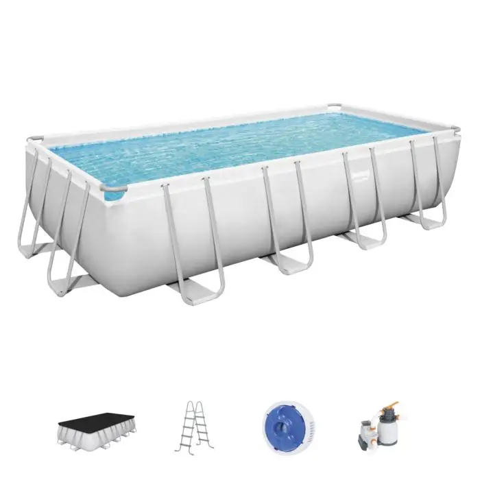 Bestway 56466 hot sale piscinas-estructural power steel swimming pool with cover ,ladder ,pump