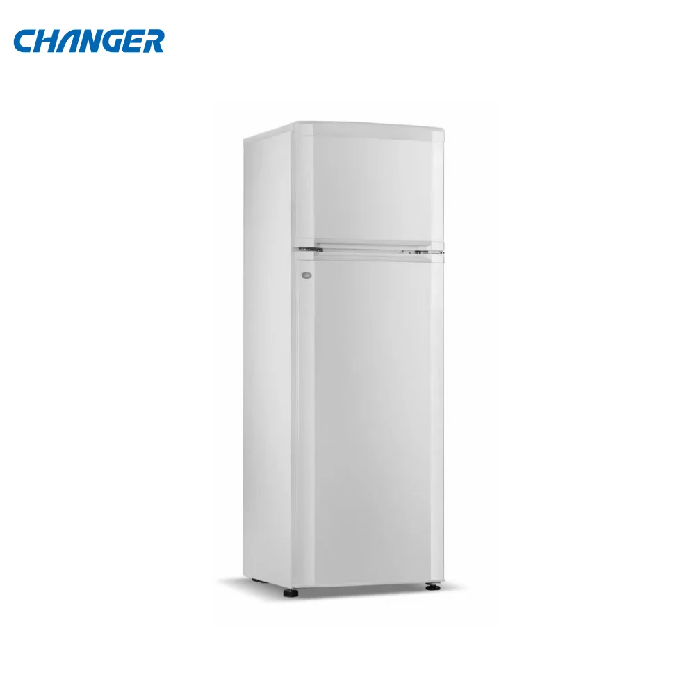Top mounted double door refrigerator static cooling fridge with inox silver design