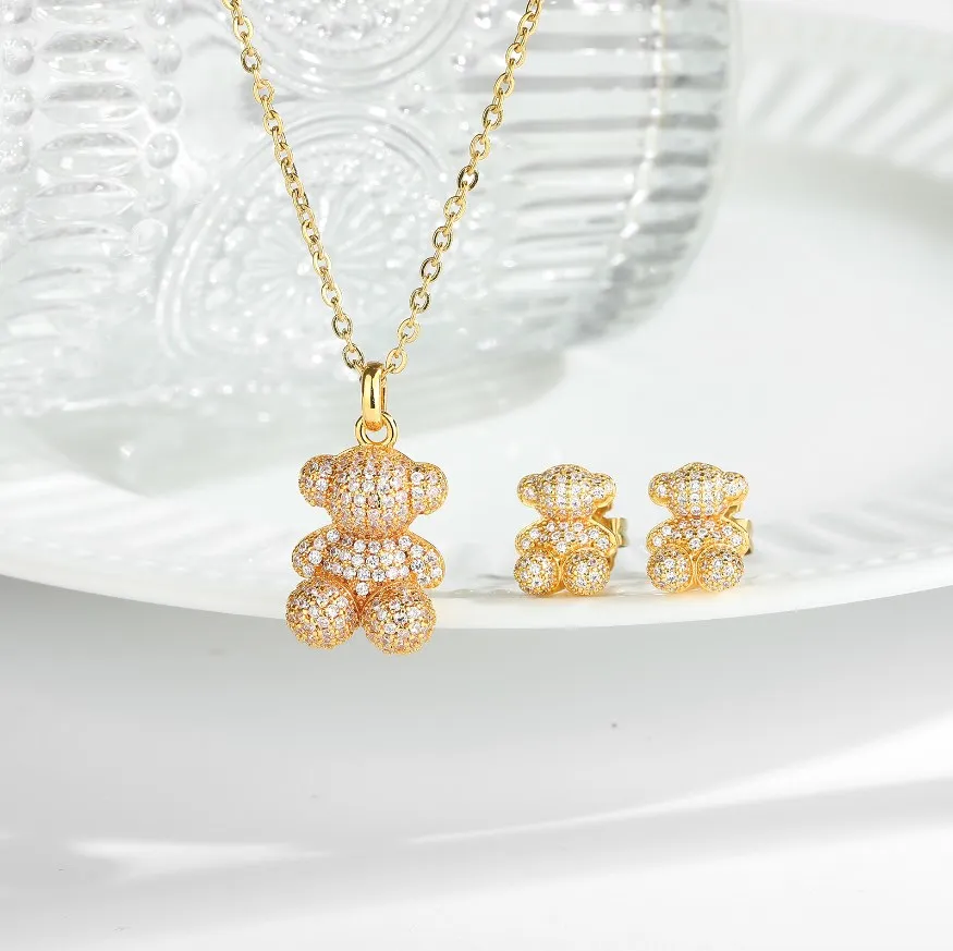 Beautiful Cute Teddy BearJewelry Touses Earrings Necklace Bracelet Jewelry sets for Women Jewelry Gift