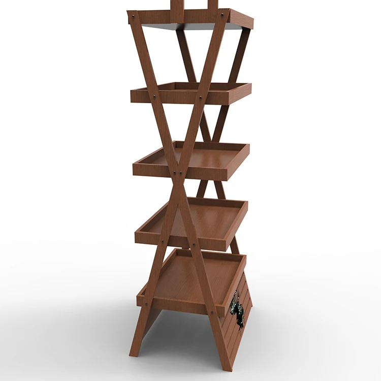 Customized X Shape Whiskey Display Rack Wooden Wood Rack Ideas for Supermarket
