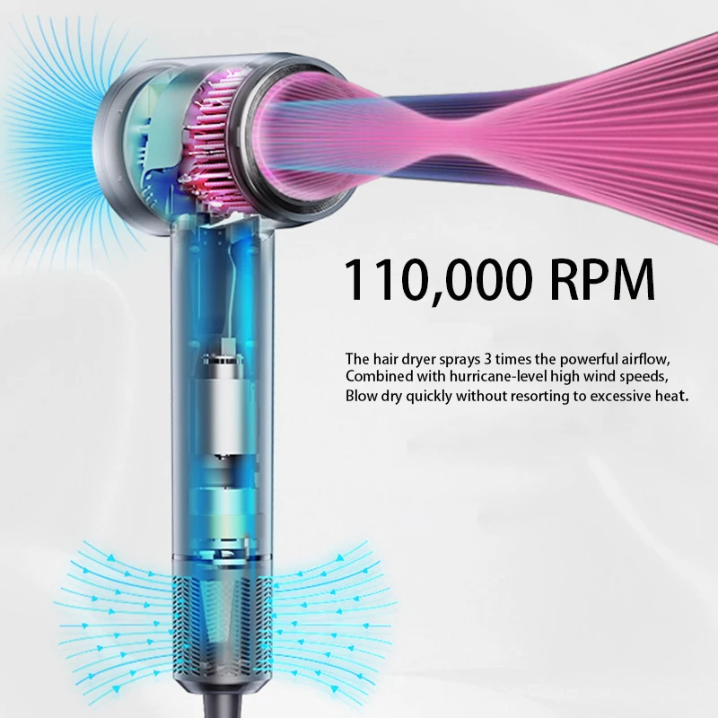 Высокоскоростной ионный фен для волос мощный Фен Secador De Pelo Профессиональный отрицательный высокоскоростной бесщеточный двигатель