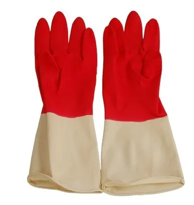 Colour Blocking Latex Gloves Korean Waterproof Household Dishwashing Gloves