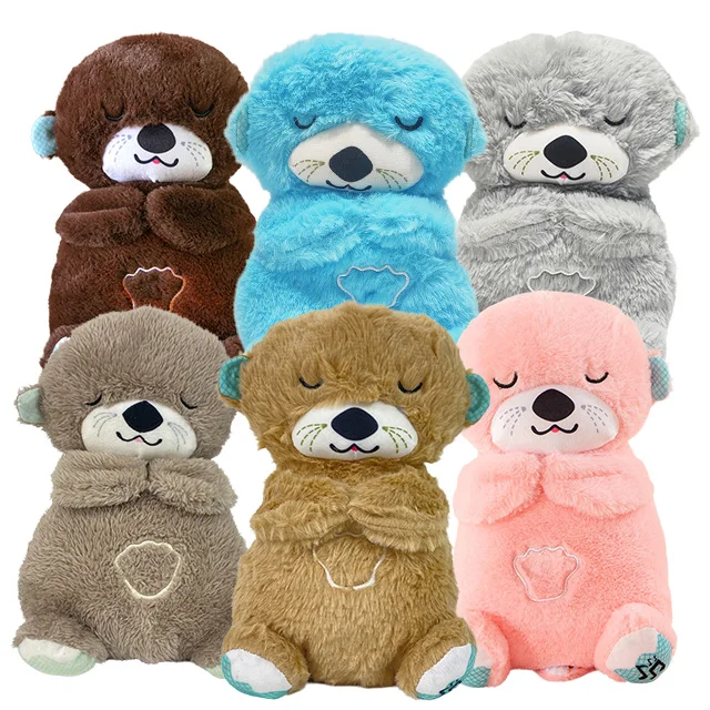 Cute Breathing Stuffed Animals Soothe And Snuggle Otter Sleep Buddy Sound Machine With Rhythmic Breathing
