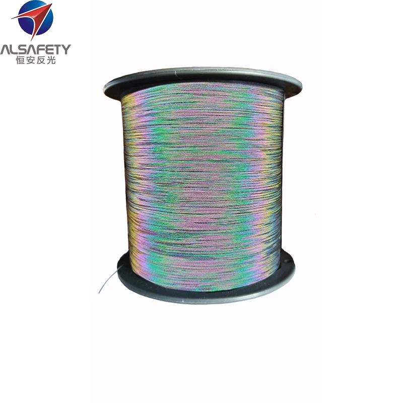 High Visibility Rainbow reflective yarns two sides threads for woven tape and garments