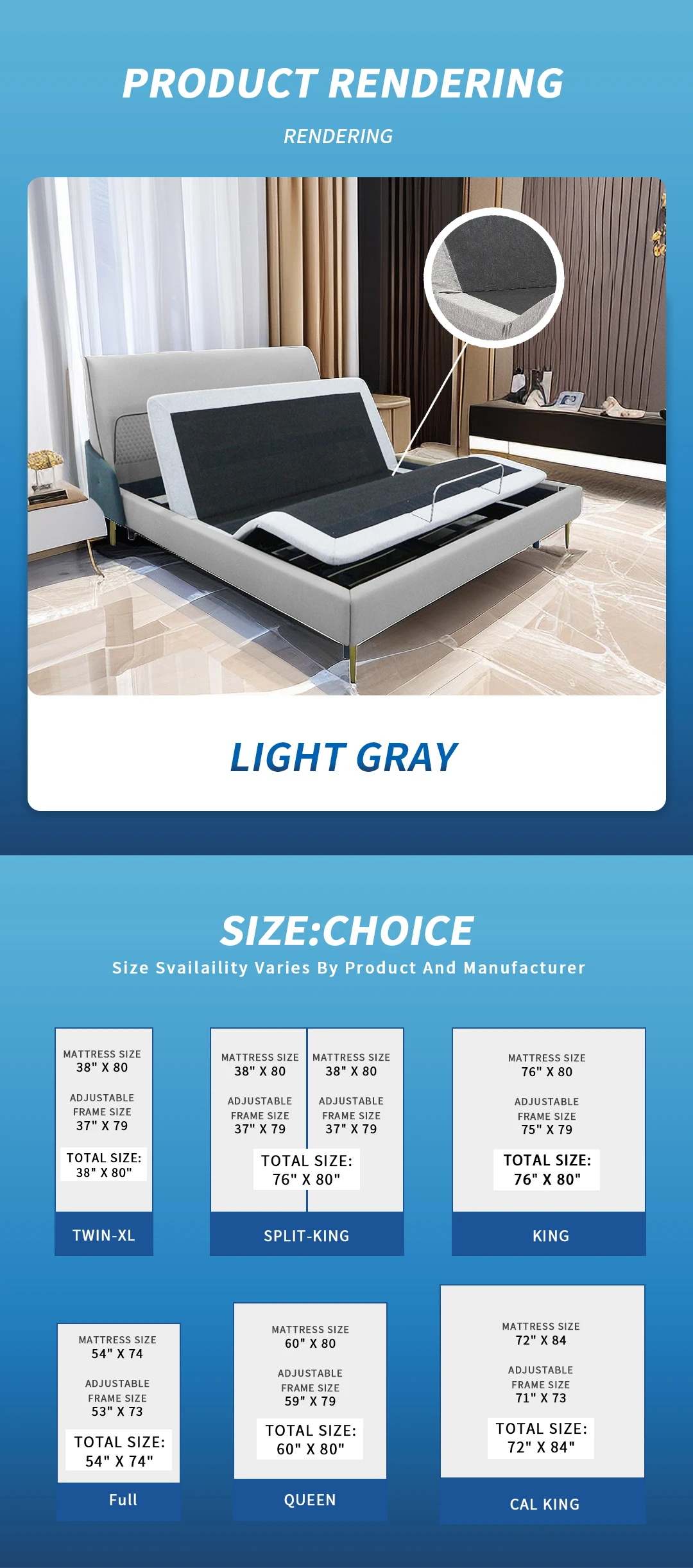 Healthtec bedroom furniture modern luxury okin motor metal vibrating massage electric adjustable bed frame with mattress
