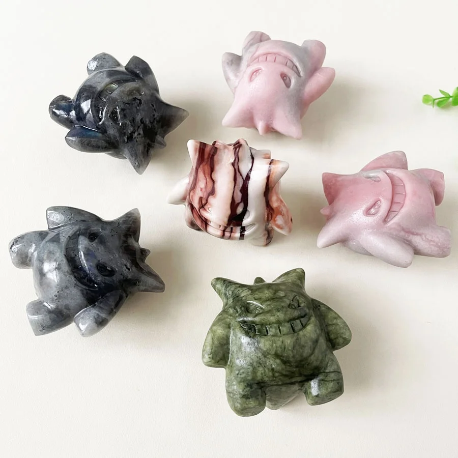 8 см большая кварцевая скульптура Xiuyan Jade Crystal резьба Gengar для подарков