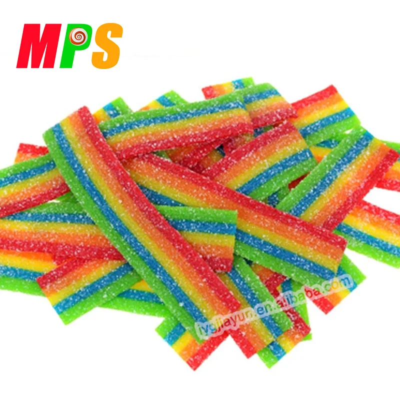  Кислая лента полоски с красочным покрытием сахара Yummy Gummy