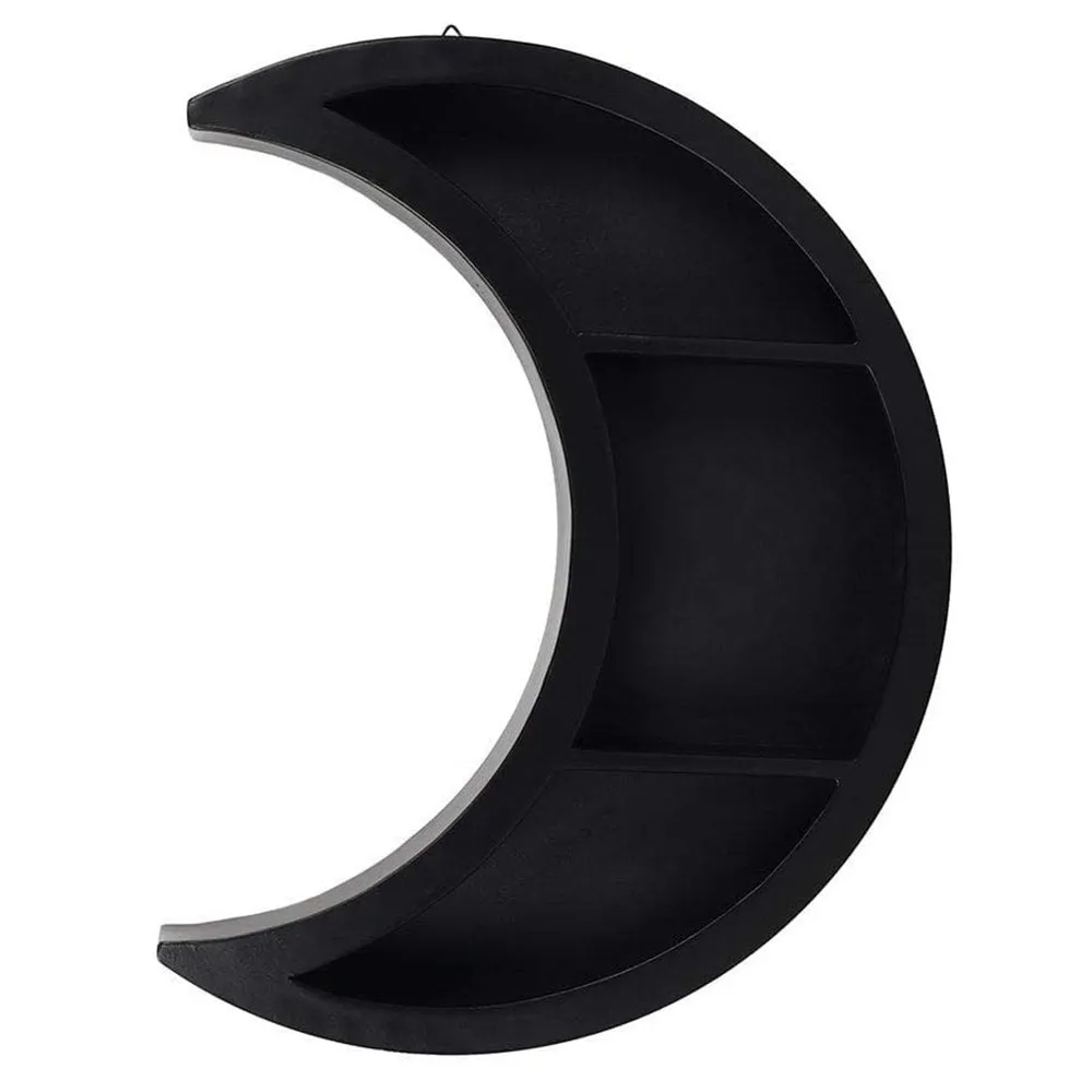 Something different Phoenixx Rising Crescent Moon Shelving Display-Wicca Witchcraft Gothic Design-Stunning Black Home Decor