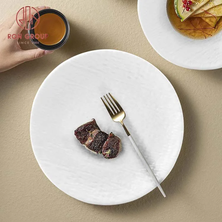 Steak Dessert Plates Dinnerware Round Melamine Plates Kitchen Plastic Restaurant Matte Black White 7 9 11inch Modem Modern 5-10