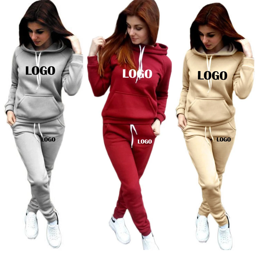 LLDRESS 2021, индивидуальный однотонный Женский свитшот 4XL, плотный теплый пуловер с подкладкой, Женский комплект с толстовкой и брюками