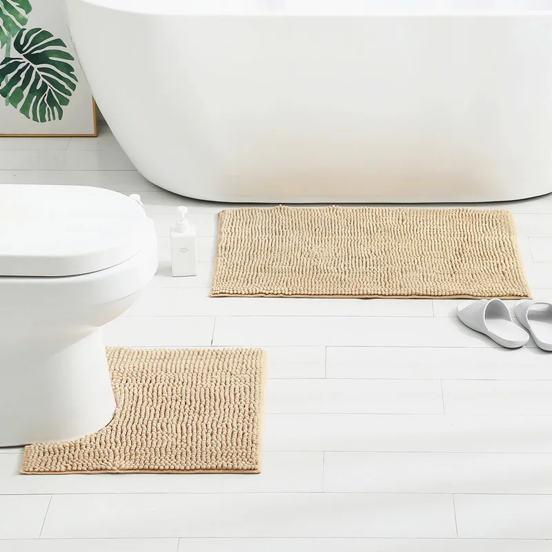 Water absorbent 2 piece chenille bath mat