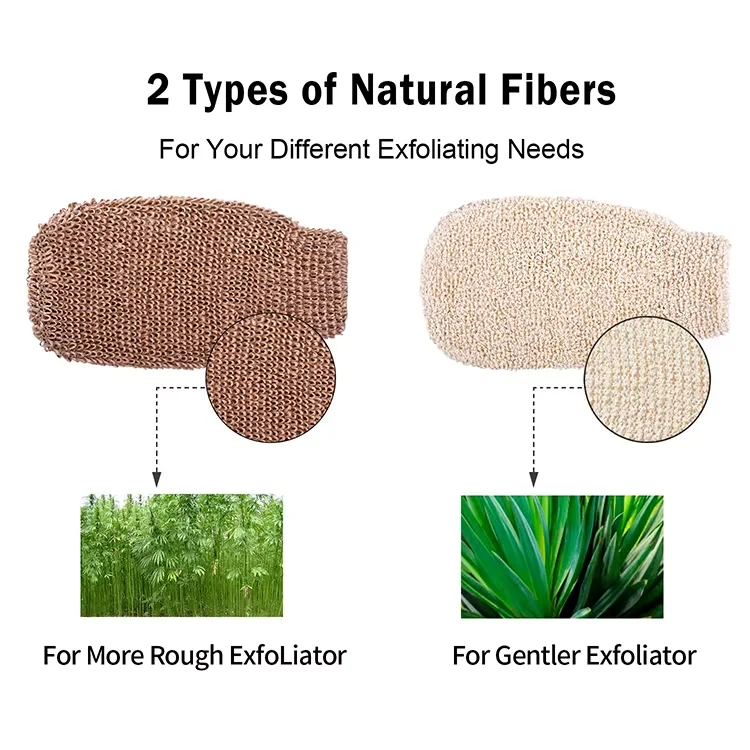 Eco-Friendly Bamboo Fiber Natural Hemp Face Towel Gloves Blistering Soap Bag Body Scrub Shower Exfoliator Bathing Gloves Mitt