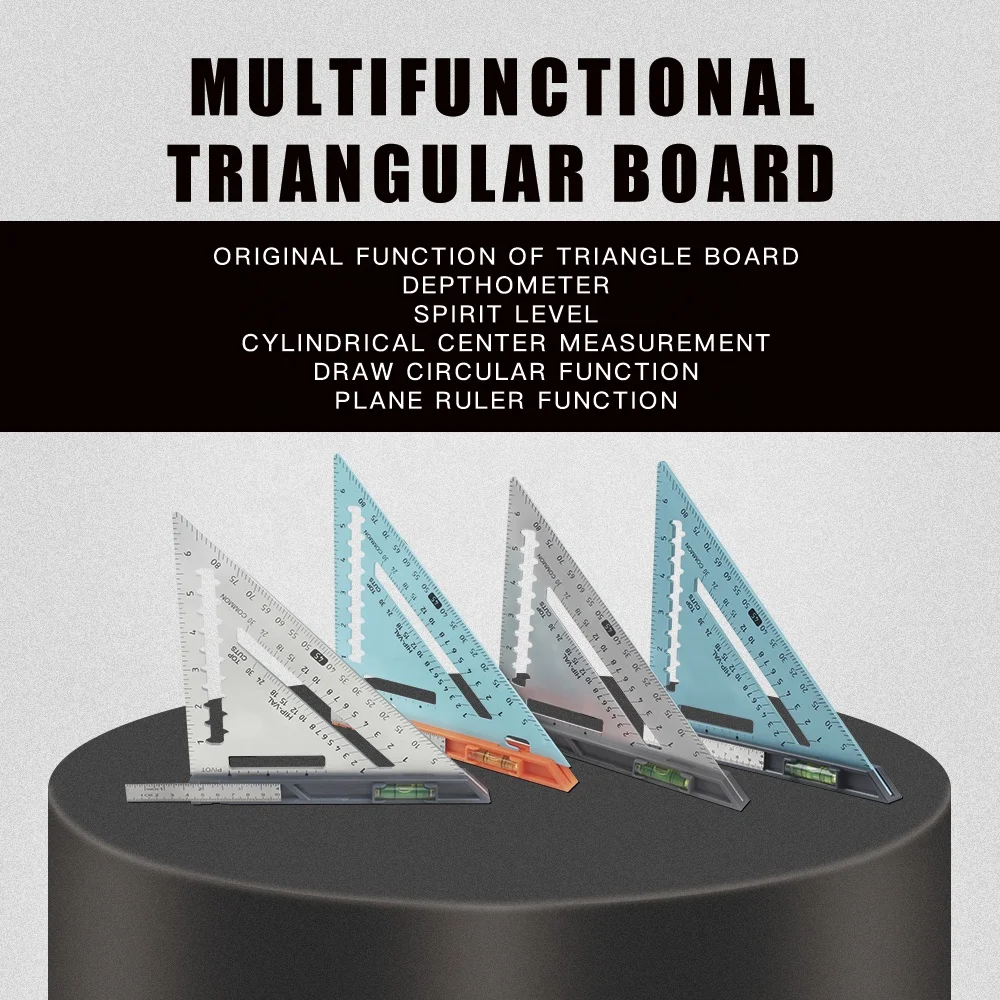 Треугольная линейка, многофункциональный съемный измерительный инструмент из алюминиевого сплава для инженерных плотников, 7 дюймов