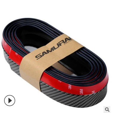 2.5m Red Black Samurai Bumper Lip Universal Rubber Skirt Front Bumper car bumper strip