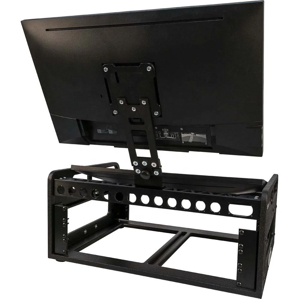 plastic mount flight hard laptop monitor road case with rack