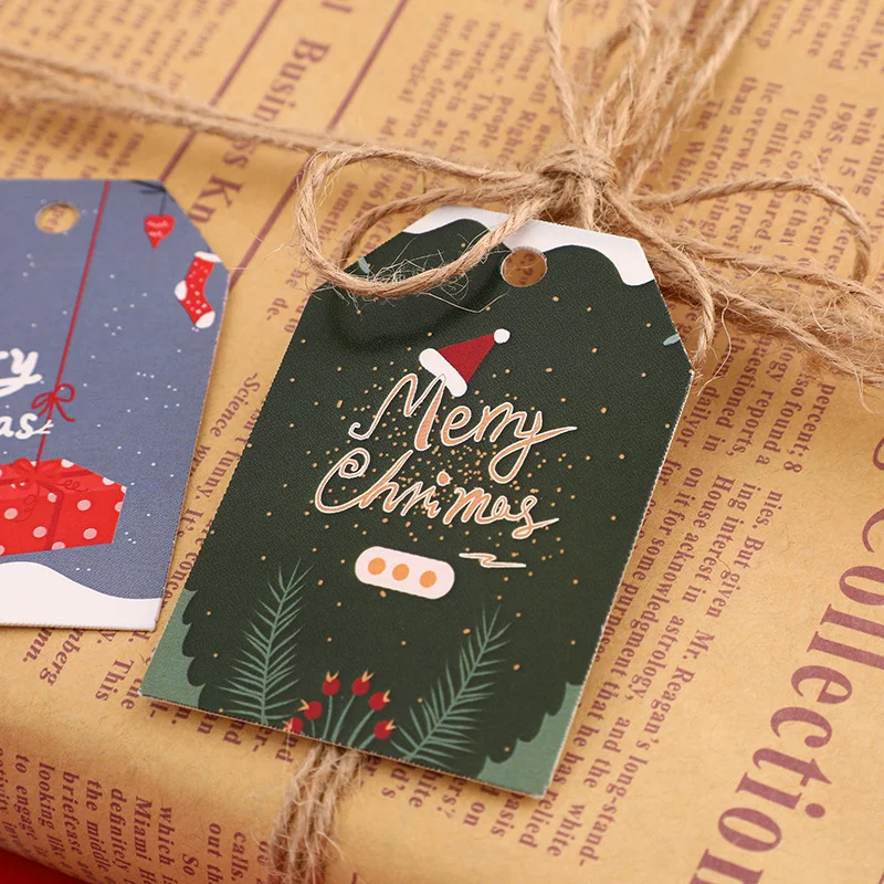 FSC Christmas Greeting Card Factory Custom Print FSC Color Cartoon Merry Christmas Blessing Swing Hangtag Christmas Gift Card