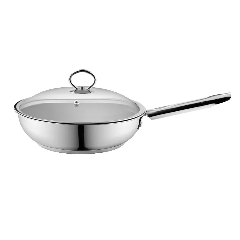Hot Sale Sooking Fry Pan Restaurant Non Stick Stainless Steel Fry Pan With Glass Lid Frying Pan nonstick  set cast iron