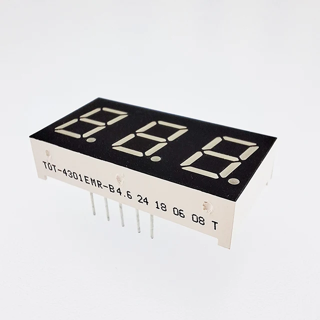 Factory Direct Supply 3 Digit 7 Segment LED Display 0.4 Inch 3 Digit LED Display 16(L)*30.1(W)*7(H)Mm LED Screen Digital Display