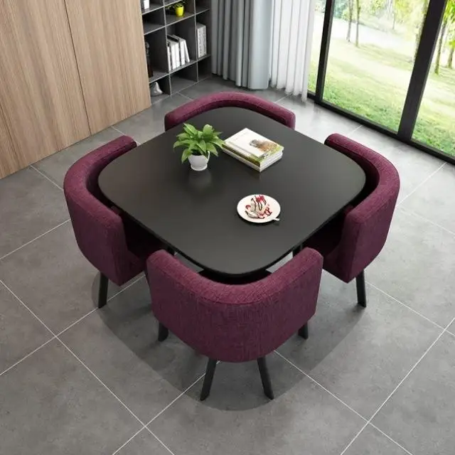 Manufacturer home furniture Square Nordic apartment household square space saving 4 seaters dining table set