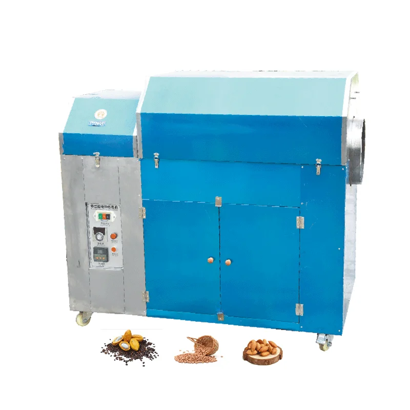 Stainless Steel Rotary Drum Nut Roaster / Peanut Almond Cashew Nut Roasting Machine