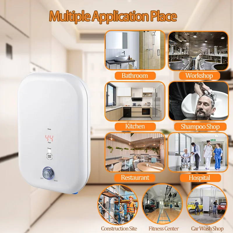 OEM/ODM Household Kitchen Wall Mounted Electric Water Heaters Geyser 3.5-5.5KW Smart Instant Tankless Hot Water Heater