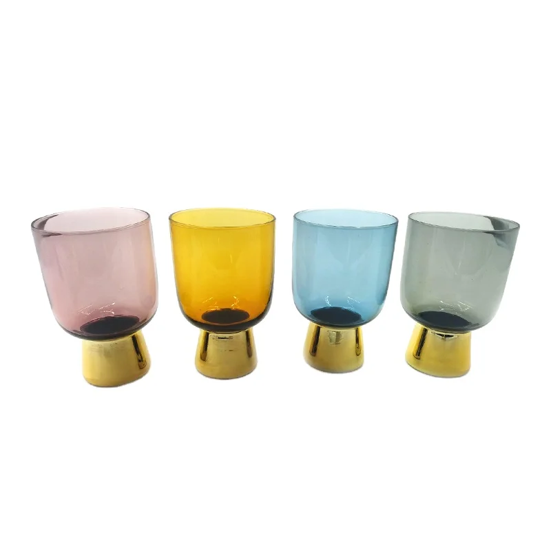 Набор цветных стеклянных чашек с металлическим основанием, Рождественская стеклянная чашка